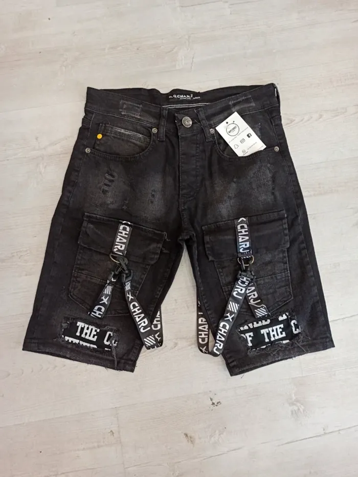 Short en jeans noir homme 30US