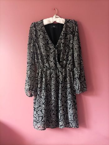 Robe femme le temps des cerises S 36 imprimée gris TBE