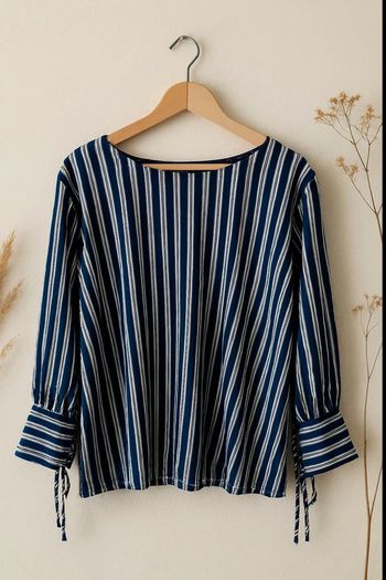 🌙  Blouse fluide rayée  bleu & blanc  🌙