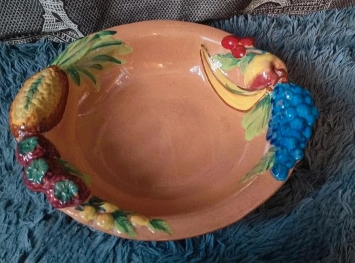 Coupe à fruits en barbotine vintage - photo numéro 2