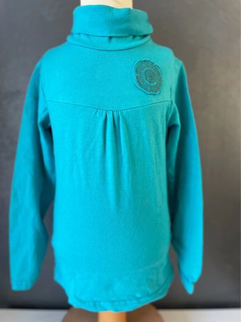 Pull col roulé turquoise