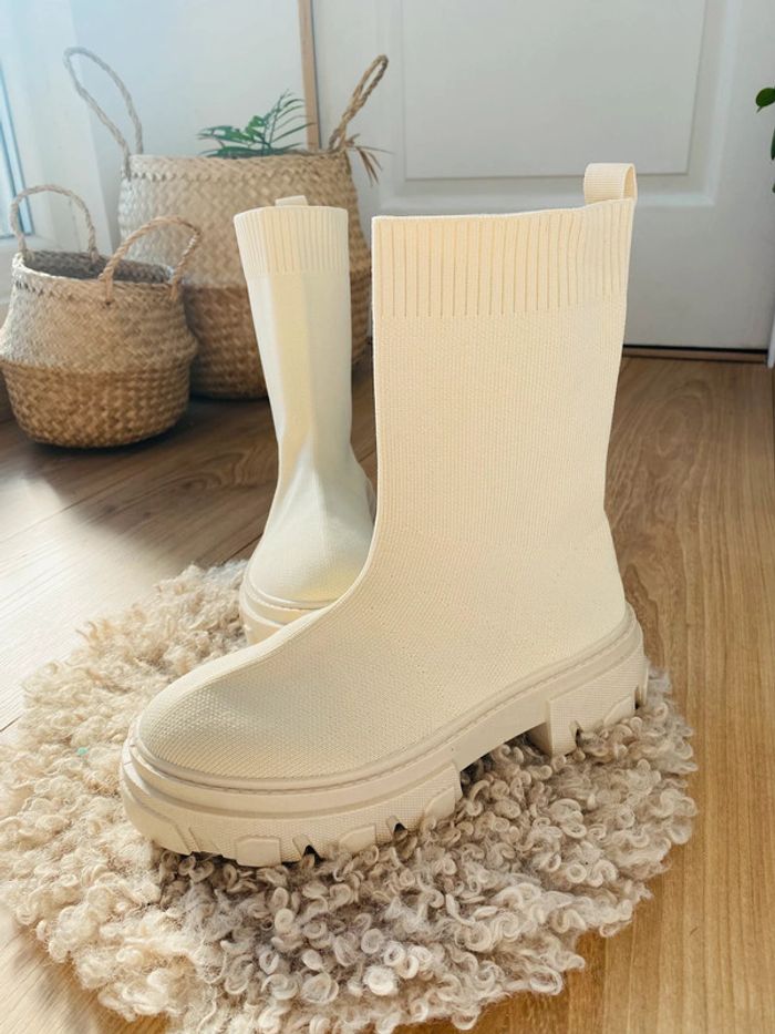 Bottine chaussettes crème 37 - photo numéro 2