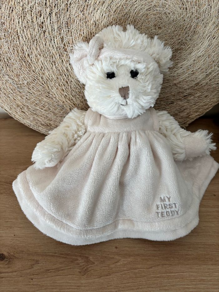 Doudou ours robe blanc my first teddy bukowski - photo numéro 3