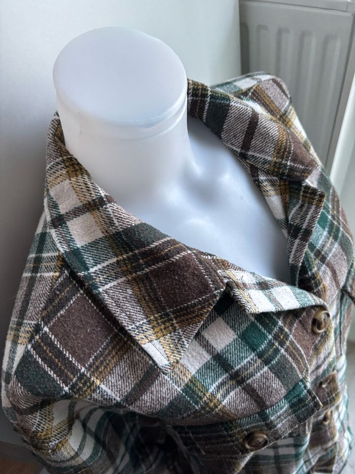 Veste sur chemise à carreaux marron vert taille M/L - photo numéro 4