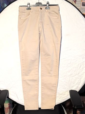 Pantalon Jean Zara Basic Denim Dept Beige Double Poches Avant Arrière Vêtement Tendance Mode Femmes