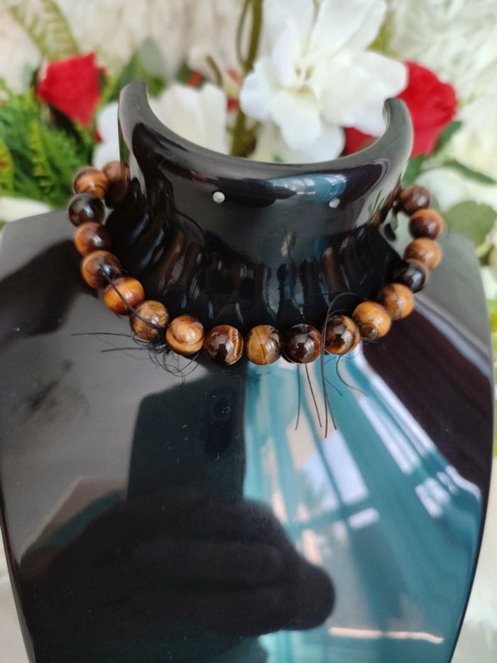 Bracelet en pierres naturelles oeil du tigre - photo numéro 2