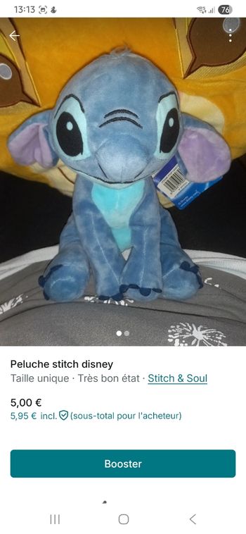 Peluche stitch disney avec etiquette