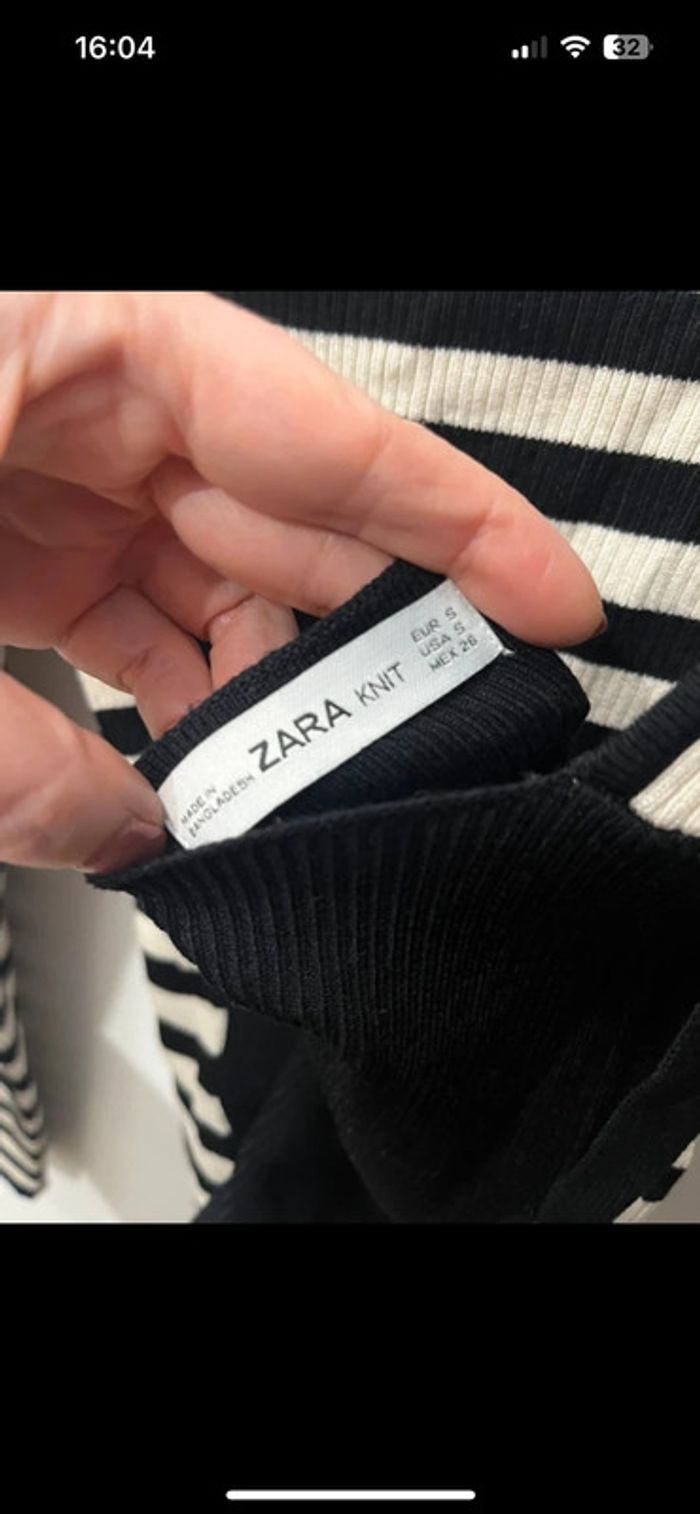 Top marinière Zara noir et blanc – manches longues – parfait rentrée- taille 36 - photo numéro 5