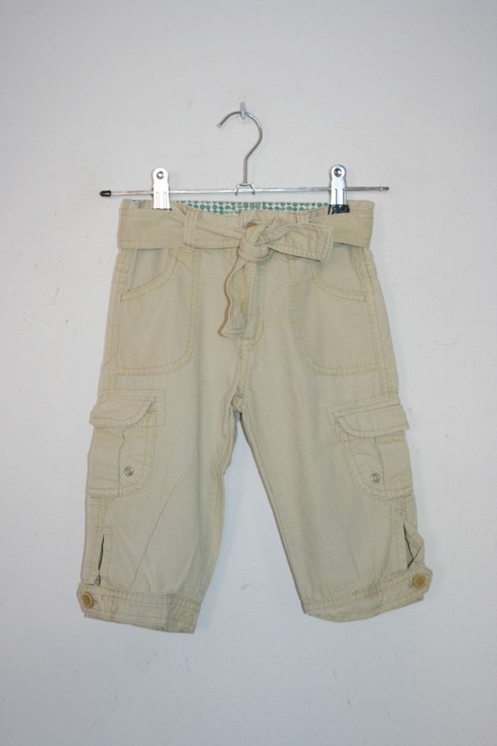 Pantacourt beige imitation lin