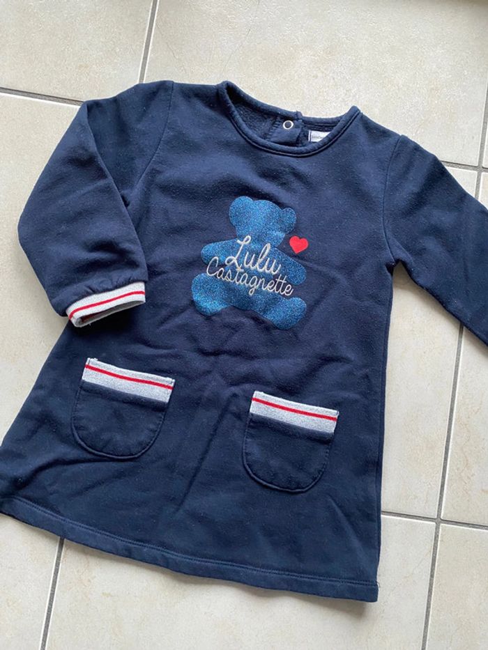 Robe Sweat bleu marine Lulu Castagnette 18 mois - photo numéro 3