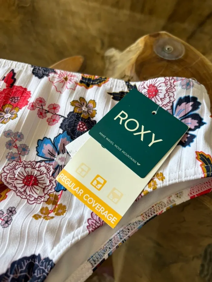 Bas de maillot de bain Roxy femme blanc fleurs Regular coverage XS - photo numéro 6