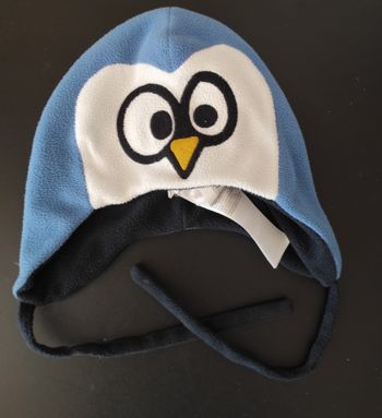 Bonnet garçon 24 mois – Pingouin 🐧 – polaire – rabats oreilles