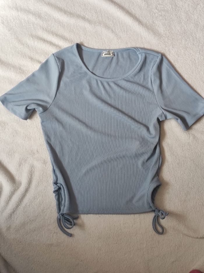 Tee shirt top court bleu S / 36 - photo numéro 2