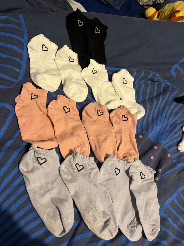 Lot paires de chaussettes coeur