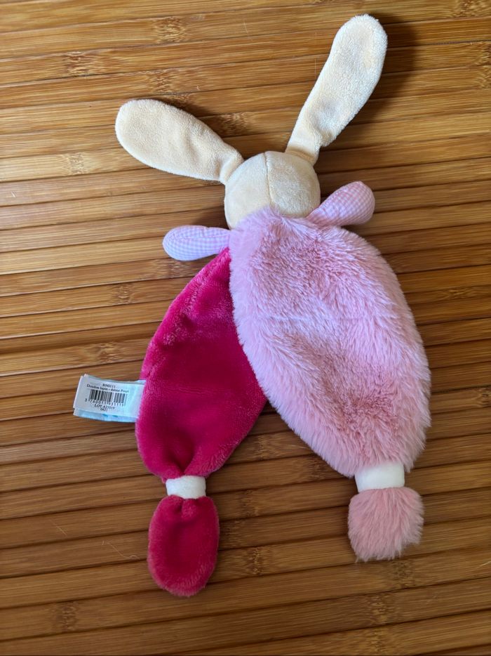 Neuf doudou plat lapin rose poupi baby nat’ - photo numéro 3