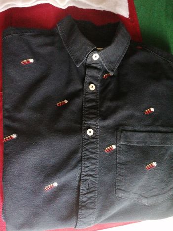 Chemise homme bleu marine à motifs manches longues