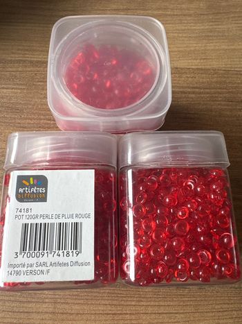 Lot de 3 pots perlé de pluie rouge neuf