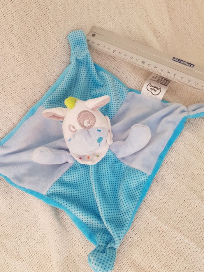 Doudou plat vache bleue Mots d enfants - photo numéro 4