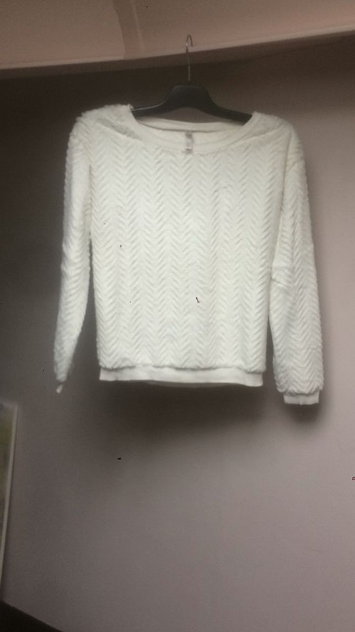 Pull fin à poils blanc