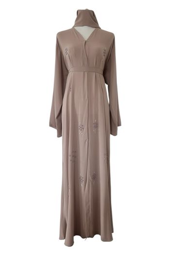 Abaya Dubai nude avec châle assorti – neuve ✨ 
