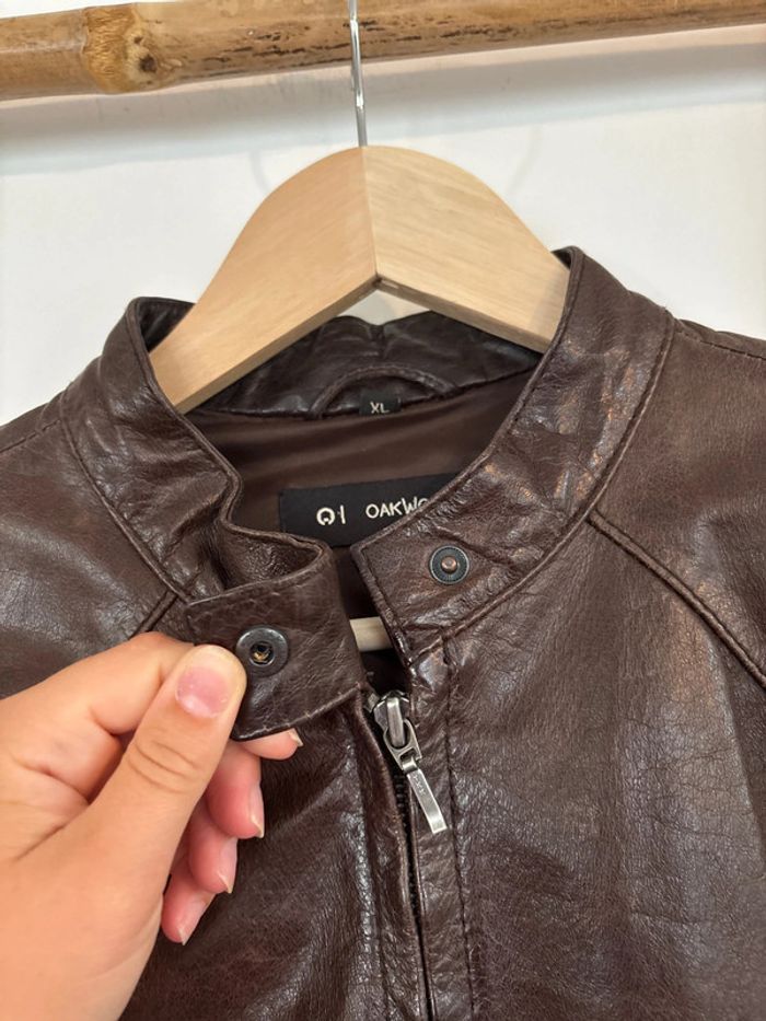 Veste en cuir de buffle marron Vintage Oakwood - photo numéro 4