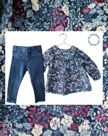 12 mois ensemble blouse tape a l oeil et pantalon kiabi
