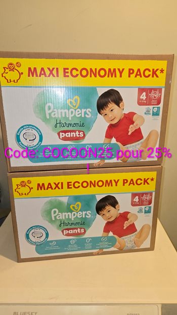 148  couches pampers harmonie pants  taille 4 pants