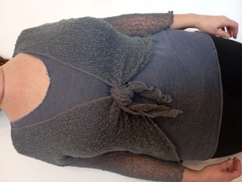 Gilet femme à crochet Boléro Cardigan style filet de pêche couleur Gris