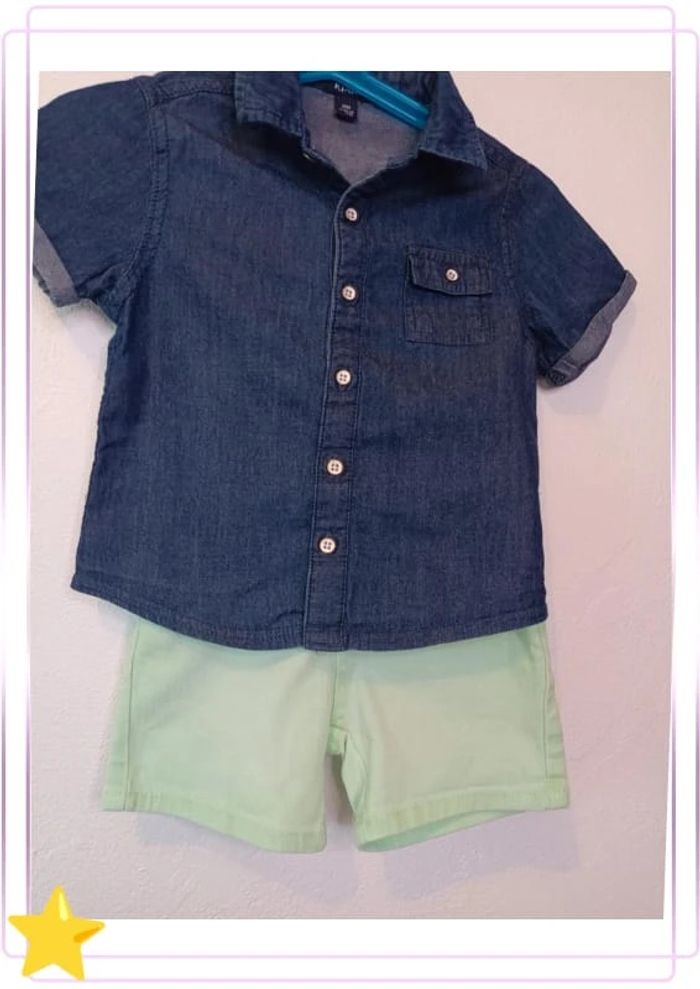 Tenue été short Z chemise jean Kiabi 18 mois - photo numéro 2