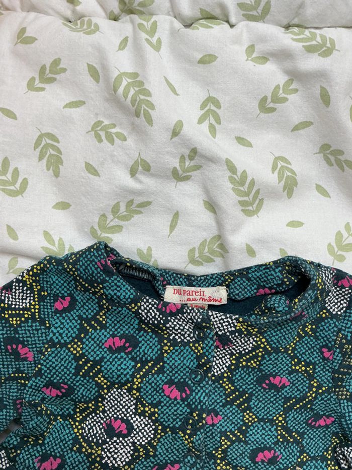 robe manches longues vert motifs fleurs rose 3 mois du pareil au même - photo numéro 6
