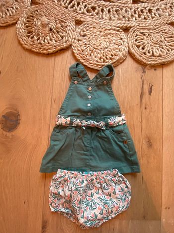 Ensemble robe salopette et culotte coordonnée 3 mois