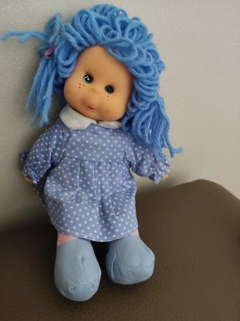 poupée chiffon cheveux bleus
