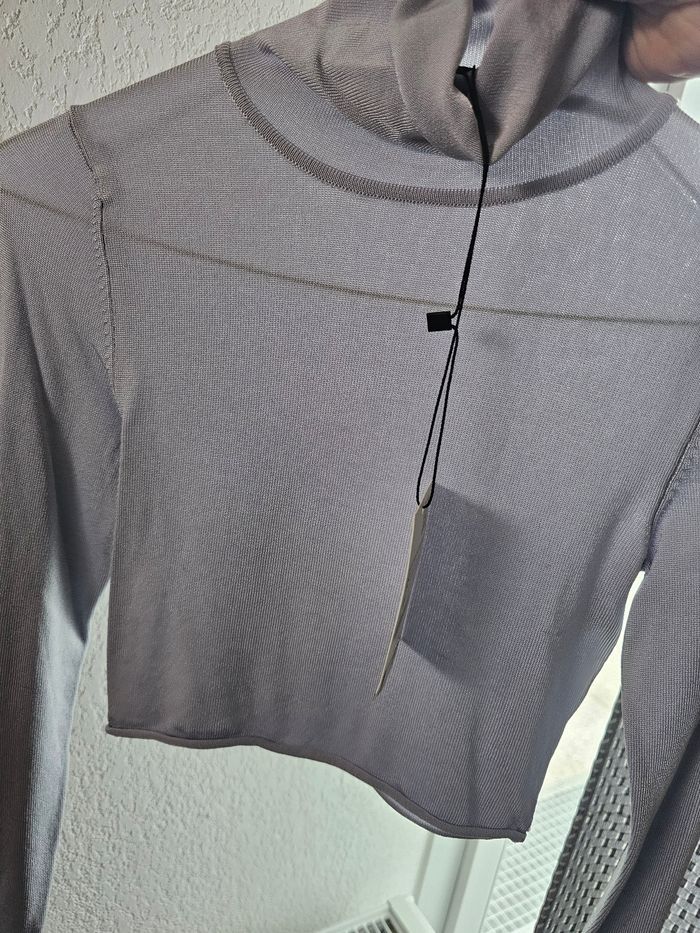 Top court gris bleu neuf Zara taille xs - photo numéro 8