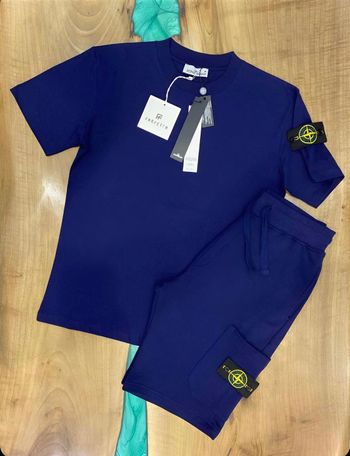 Ensemble short t-shirt Stone island bleu foncé XL