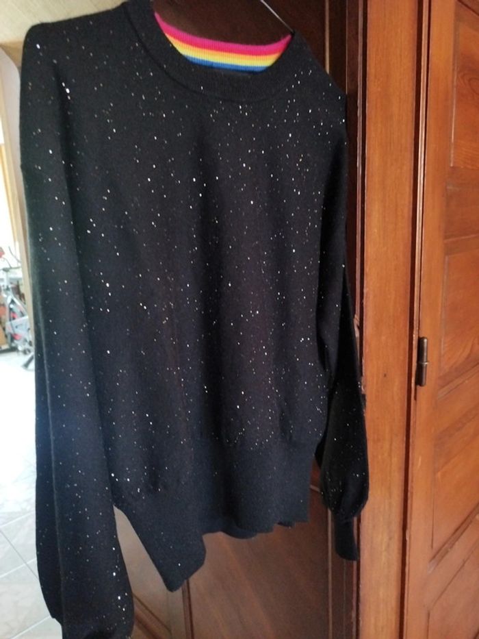 Pull sweat noir pailleté vintage Desigual L/40 y2k - photo numéro 4