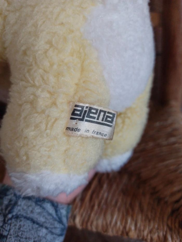 Peluche ours  jaune hochet  vintage Ajena BE - photo numéro 4