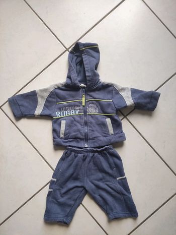 Ensemble veste et pantalon bleu et gris garçon 6 mois