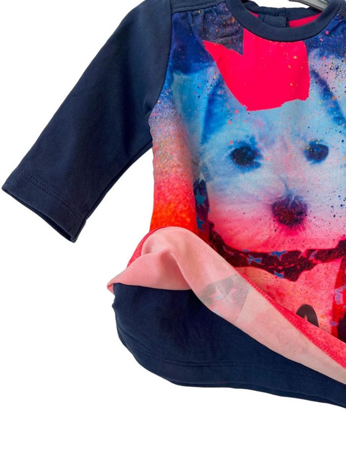 Robe courte / tunique marine et rose (chien) - Chipie 12 mois (74cm) - photo numéro 2