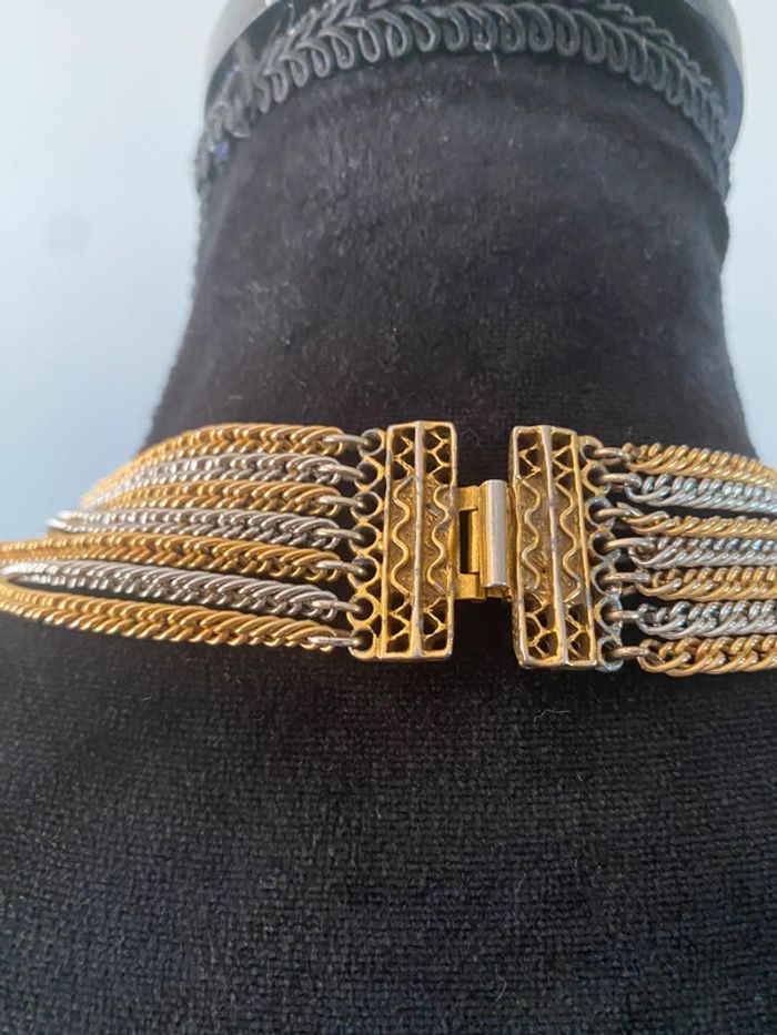 Collier sautoir à plusieurs chaînes en métal argenté et doré - photo numéro 7