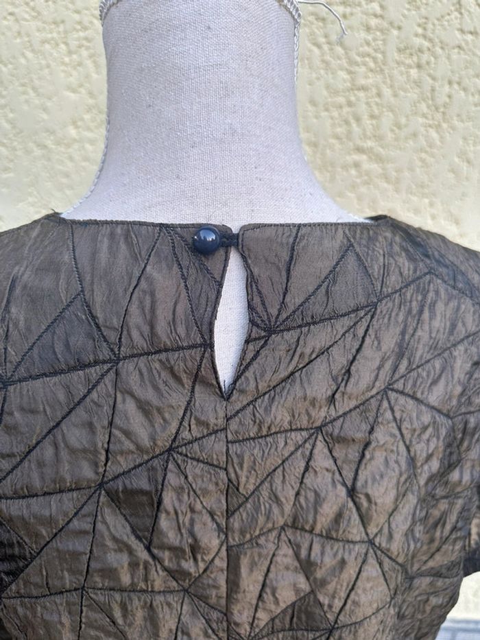 🌿 T-shirt kaki/marron – Détails graphiques & épaulettes – Taille M - photo numéro 10