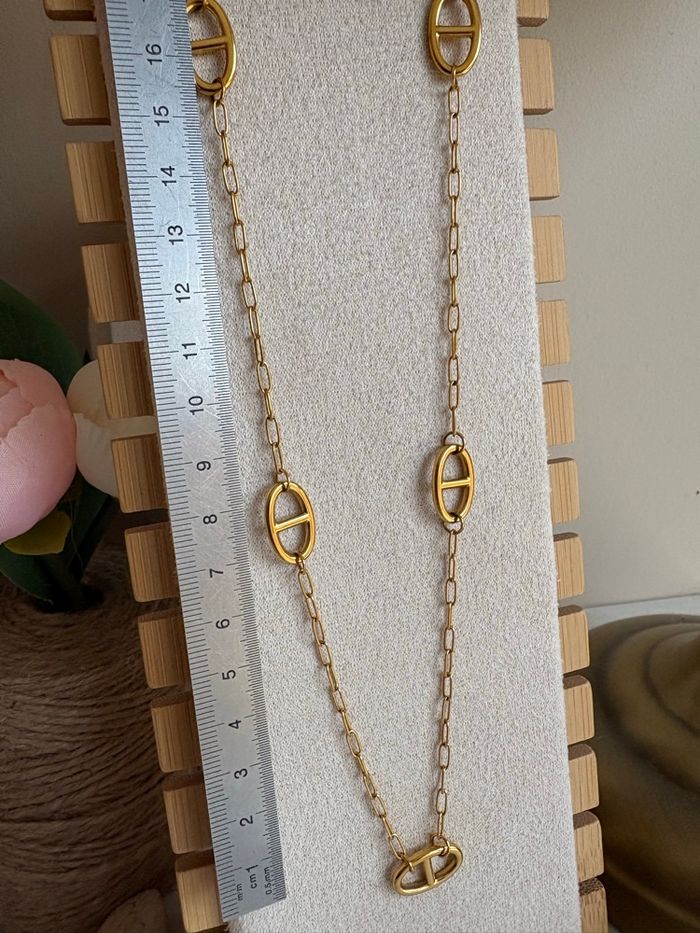 Collier sautoir doré maille marine acier inoxydable - photo numéro 3