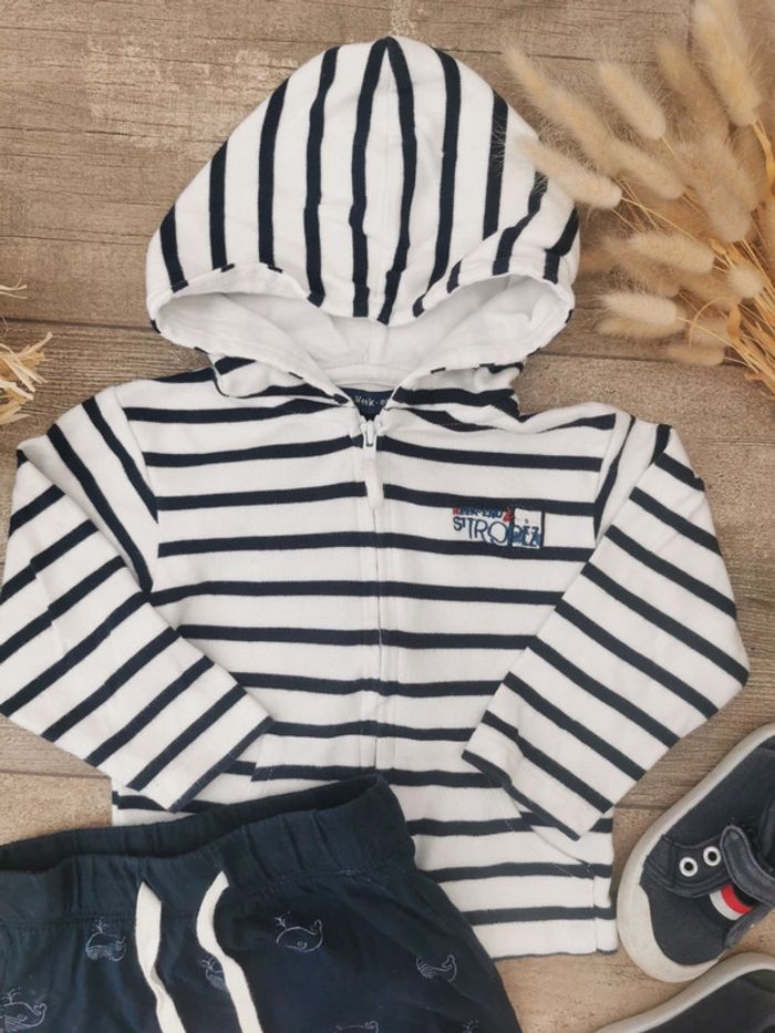 🌸Ensemble 12/18mois veste et short marinière - photo numéro 3