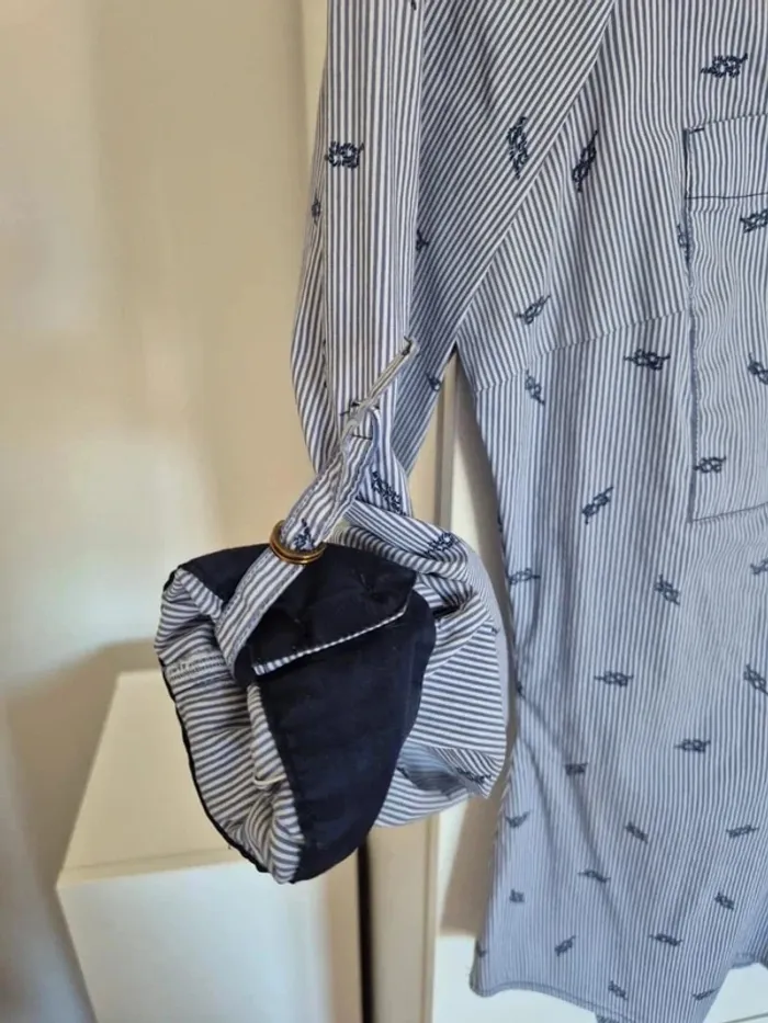 Chemise ZARA basic cintrée bleu à rayures Taille S 36 - photo numéro 6