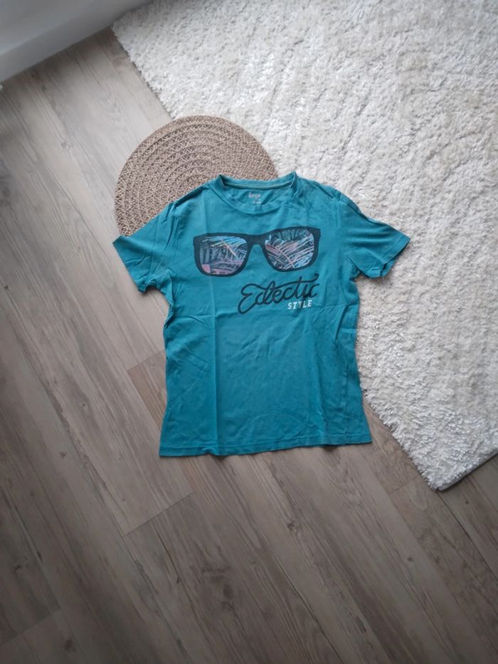 🌸Tee-shirt bleu vert avec imprimé 16ans🌸