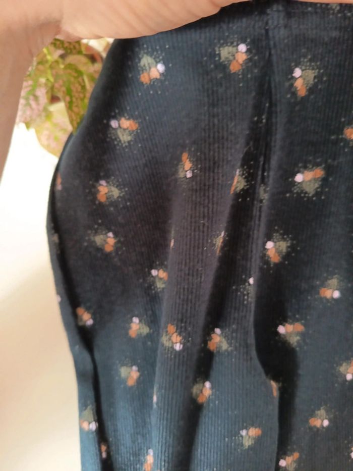 Legging côtelé évasé fleurs - photo numéro 4