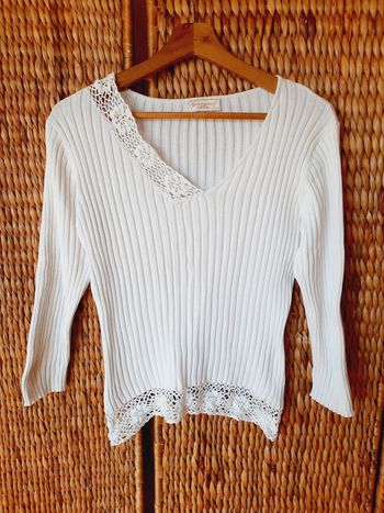 Haut blanc vintage dentelle 36