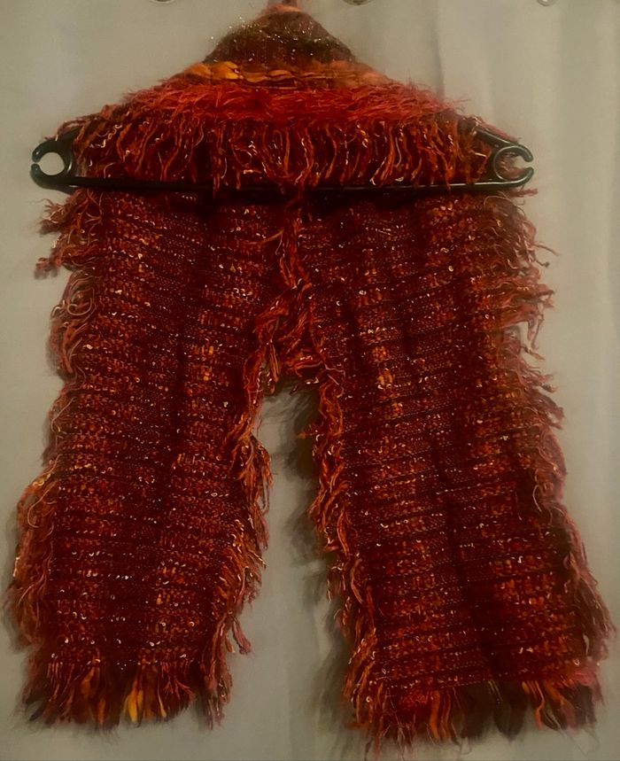 Écharpe poilue rouge et orange - photo numéro 3