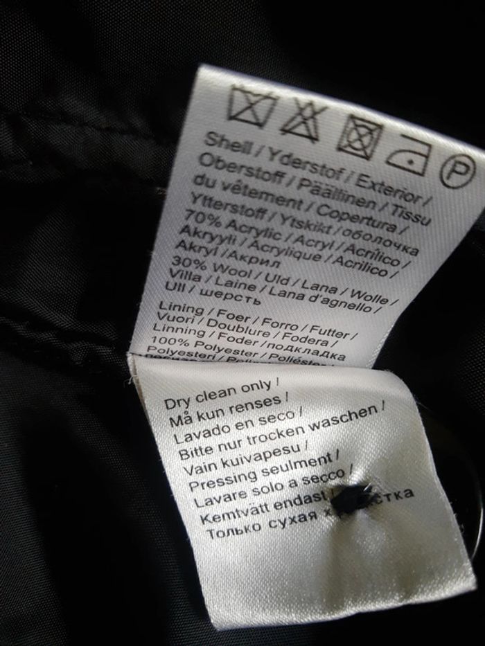 Manteau d’hiver laine carreaux noir et blanc gros col - photo numéro 8