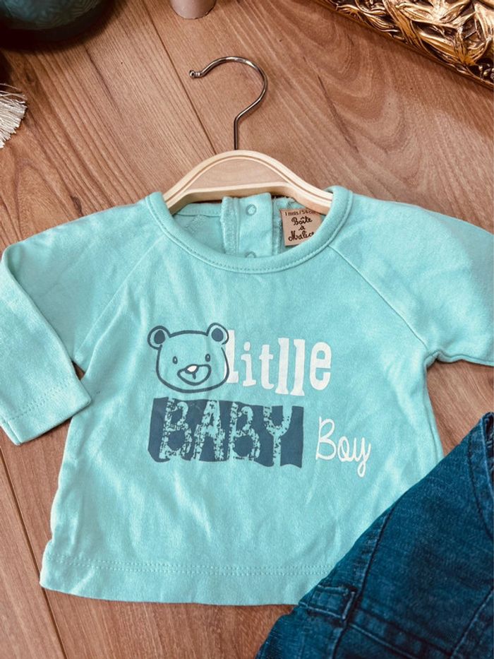 Taille 1 mois ensemble 2 pièces garçon orchestra boîte à malices bleu et turquoise * indien * 💙 - photo numéro 3