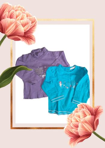💫🌸 Lot de 2 T-shirts pour bébé fille 🌸💫